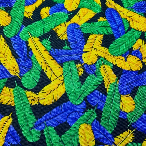 Mardi Gras Fabric Feathers By Blank Quilting New Orleans La 64" X 44" - Picture 2 of 4